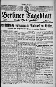 Deutschlands Zustimmung an Wilson; Vorschlag einer Konferenz im neutralen Ausland